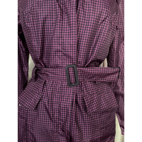 Esmara Womens Trench Coat Purple Houndstooth Hooded Belted Pockets Lined M - Picture 7 of 7